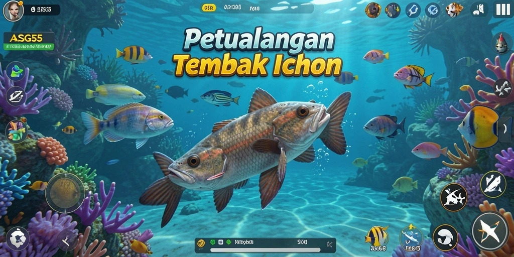Screenshot ASG55 menampilkan momen menegangkan saat menangkap ikan besar.