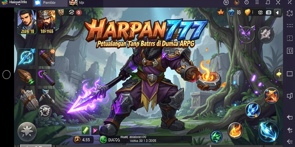 Tampilan utama gameplay HARAPAN777 menampilkan aksi pertarungan yang intens.