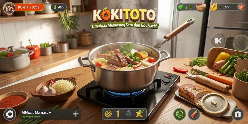 Screenshot gameplay <strong>KOKITOTO</strong> yang menunjukkan proses memasak yang menantang.
