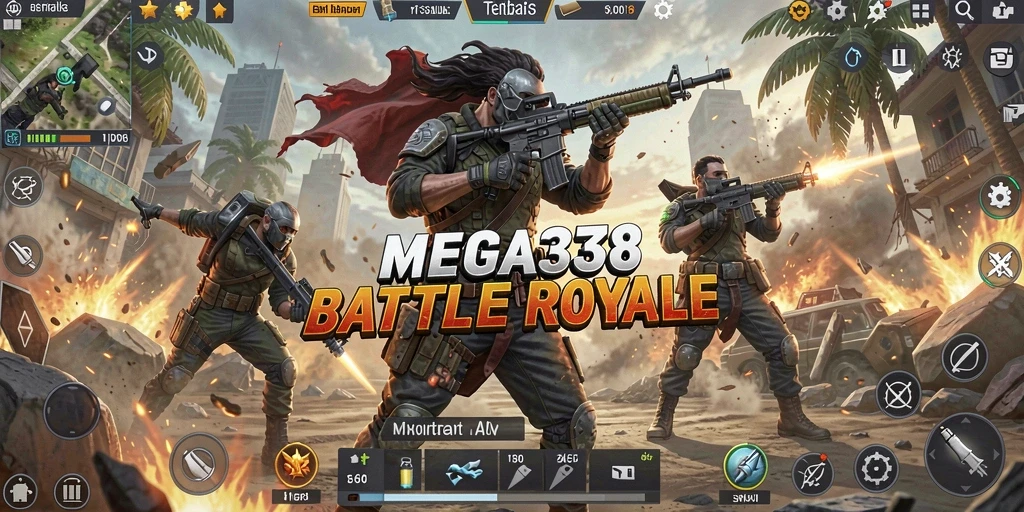 Tampilan gameplay intens saat pertempuran di MEGA338 yang menakjubkan.