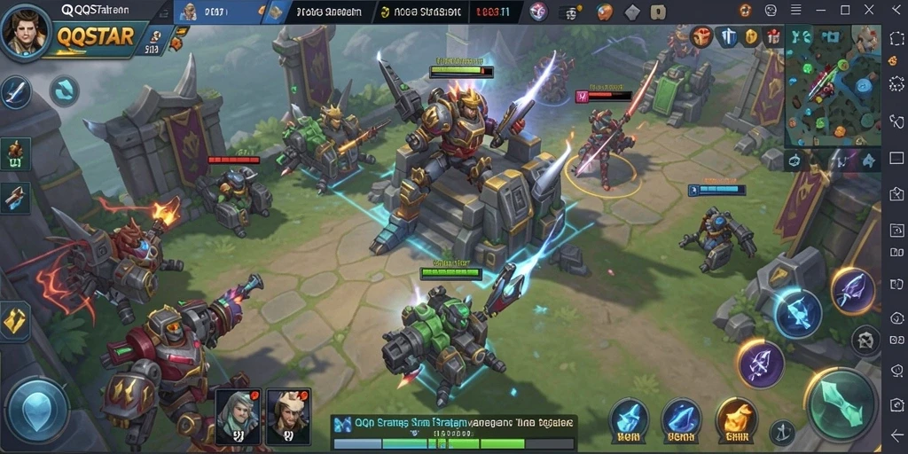 Tangkapan layar menampilkan pertempuran strategis di QQSTAR.
