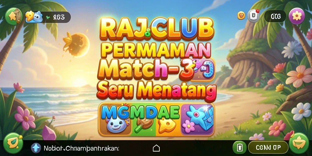 Tampilan gameplay seru dan menantang di RAJACLUB dengan Match-3.