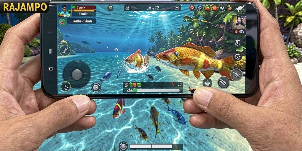 Gameplay Tembak Ikan yang menampilkan aksi seru di bawah laut.
