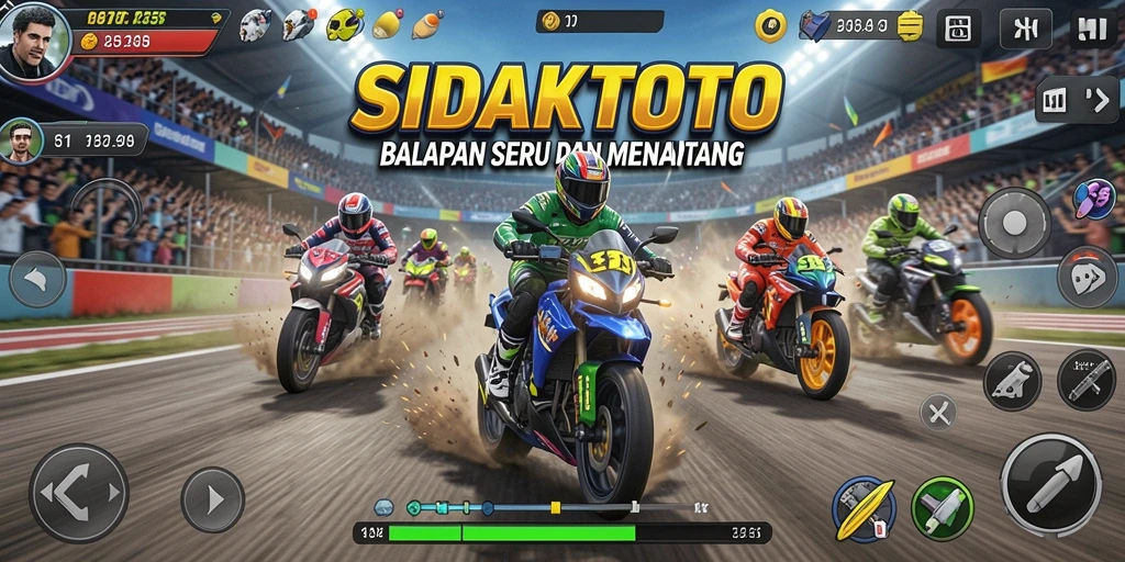Tampilan gameplay seru dengan balapan cepat di SIDAKTOTO.