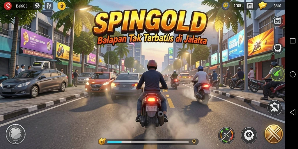 Gameplay SPINGOLD yang mendebarkan dengan trek balap yang penuh tantangan.