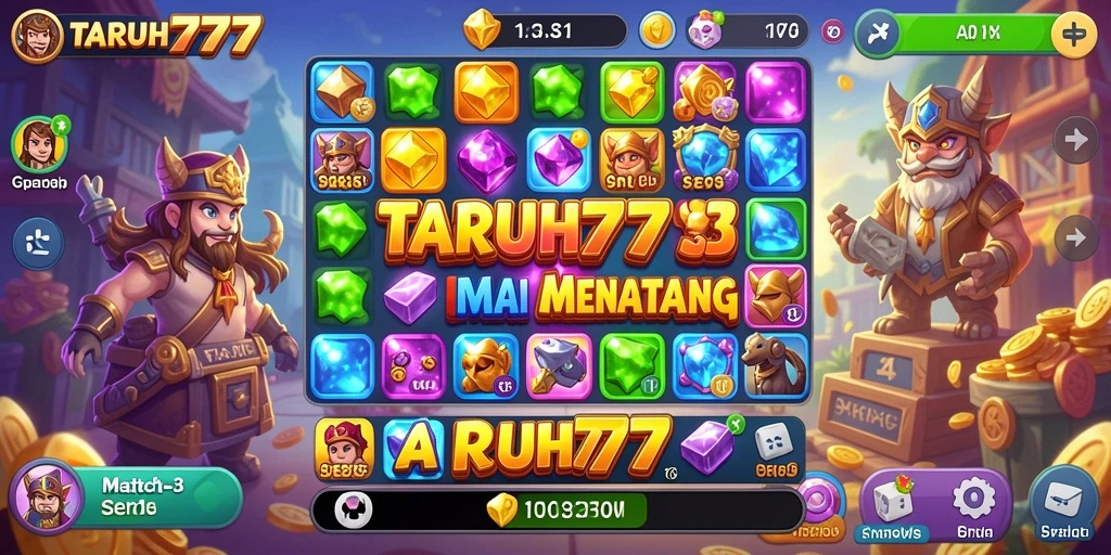 TARUH777 menampilkan gameplay Match-3 yang inovatif dan penuh warna.