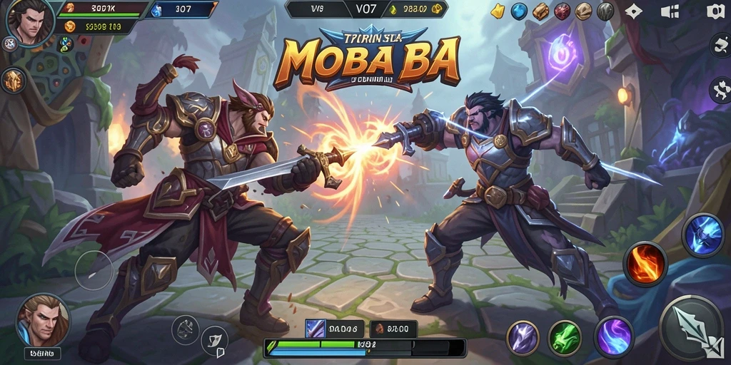 Tangkapan layar utama V07 menampilkan pertarungan seru di arena MOBA.