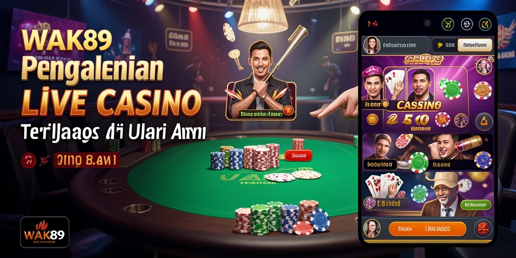Screenshot gameplay WAK89 menampilkan dealer live dan suasana kasino yang nyata.